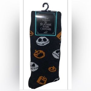 Nightmare Before Christmas Crew Socks 1Pair Men 6.5-12 Black Orange Jack Tim NEW